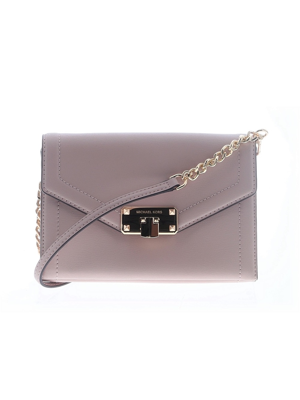 Michael Kors Mauve Leather Envelope Crossbody with Gold Chain - Picture 2 of 4